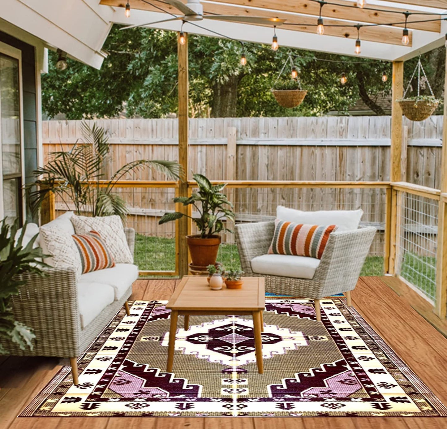 BalajeesUSA Outdoor Plastic straw patio rugs-6 by 9 feet. Grey, reversible mats, waterproof, camper mats, patio rugs Clearance.171