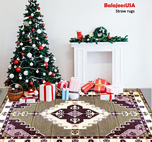 BalajeesUSA Outdoor Plastic straw patio rugs-6 by 9 feet. Grey, reversible mats, waterproof, camper mats, patio rugs Clearance.171