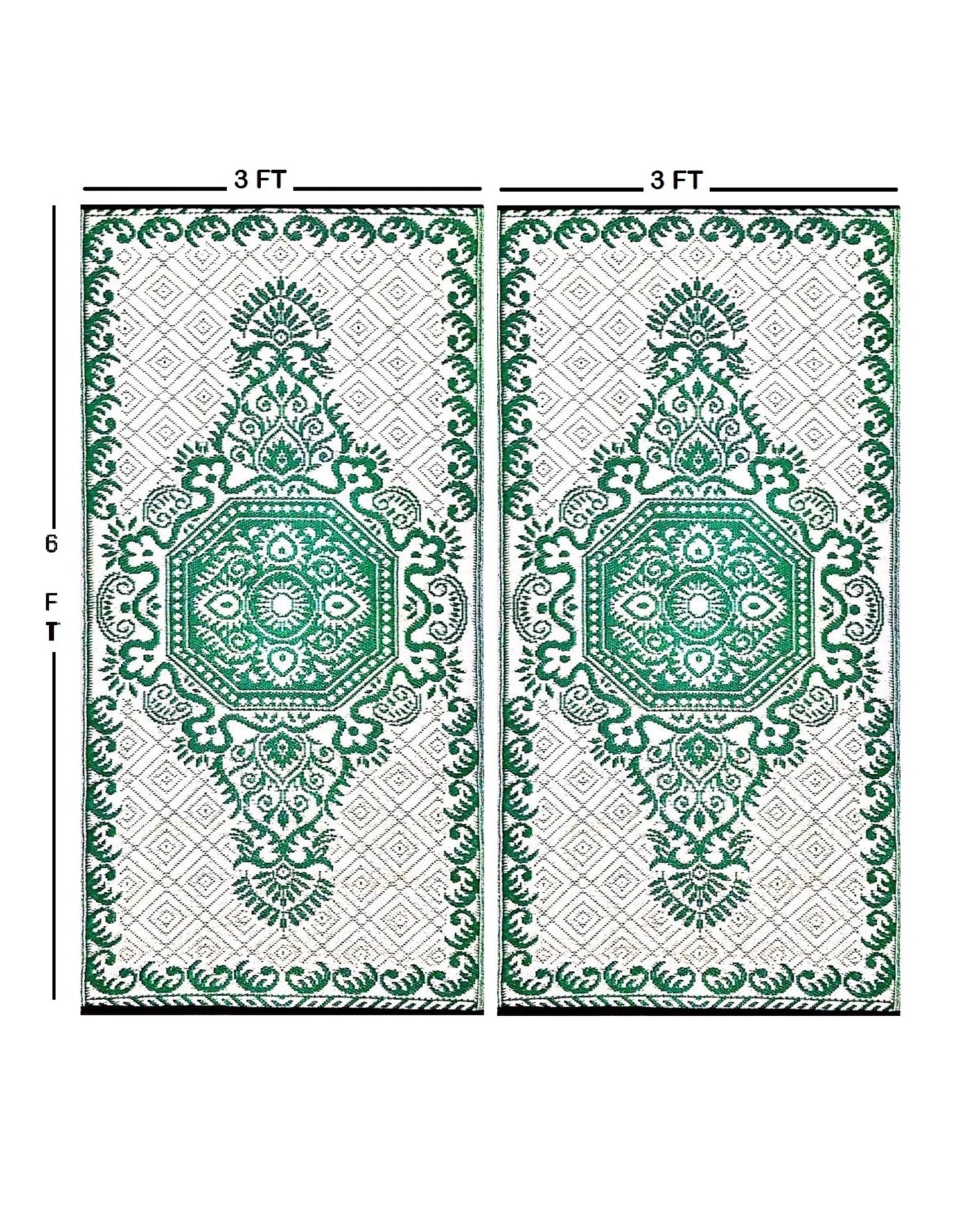 BalajeesUSA Outdoor Plastic Straw Rugs, Patio Rugs – 2 PK 3'x6' Green 20256