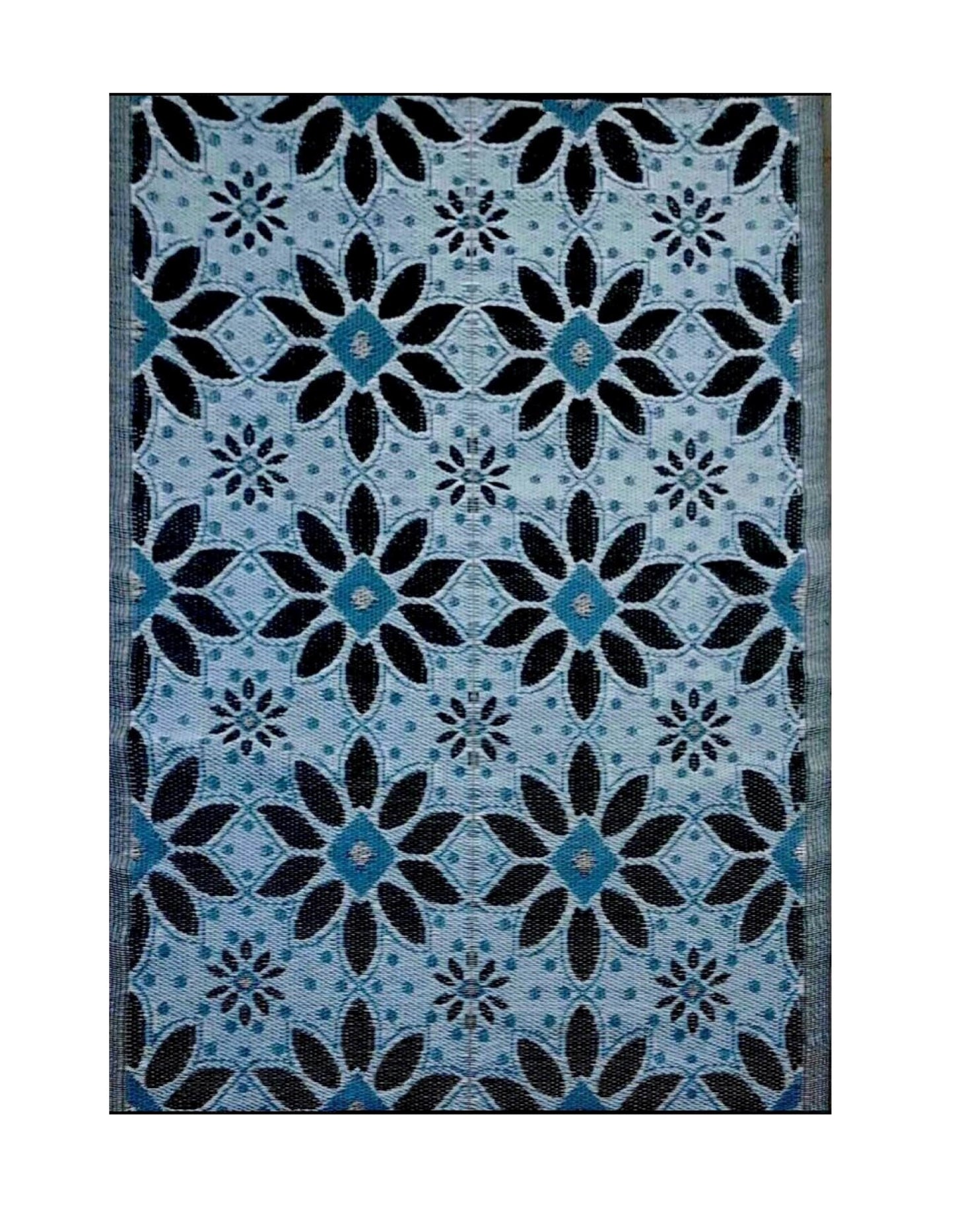 BalajeesUSA Outdoor Plastic Straw Patio Rugs - 5'x7' Sky Blue, Grey