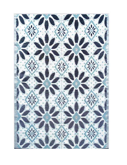 Outdoor rugs geometric blue grey Portable waterproof camping patio decor