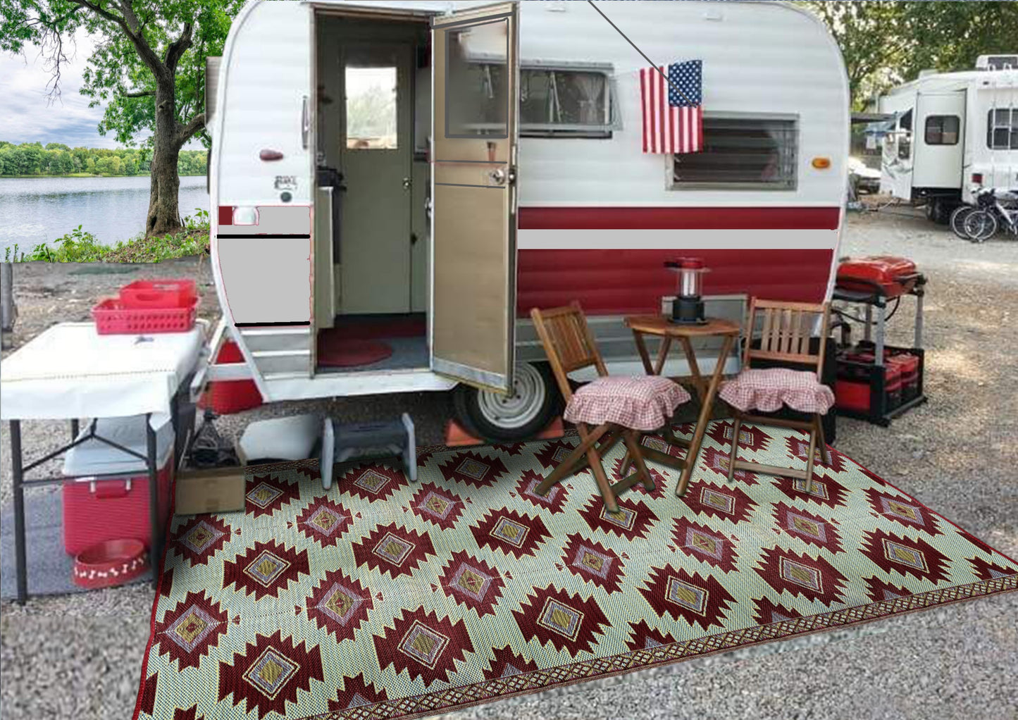 Outdoor rugs Geometric Portable waterproof camping patio decor