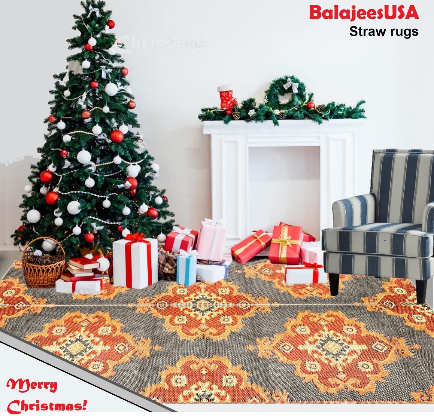 BalajeesUSA Outdoor Plastic straw patio rugs-6 by 9 feet. reversible mats, waterproof, camper mats, patio rugs Clearance.576