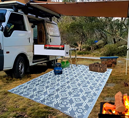BalajeesUSA Outdoor Plastic Straw Rugs Outdoor Patio Rugs – 9'x18',6'x9',5'x7' Grey Grey