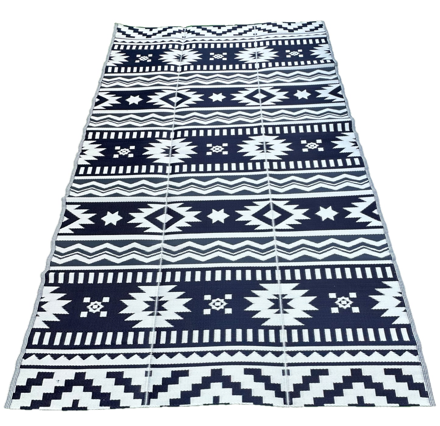 BalajeesUSA Outdoor rugs Plastic straw Patio Waterproof RV Camper Large Reversible awning mats Blue, black