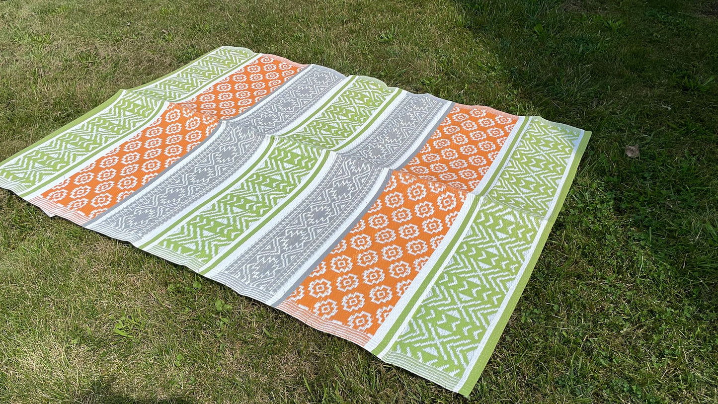 BalajeesUSA Outdoor Plastic Straw Rugs Outdoor Patio Rugs –9'x18', 9'x12', 5'x7',6'x9', Green, Orange
