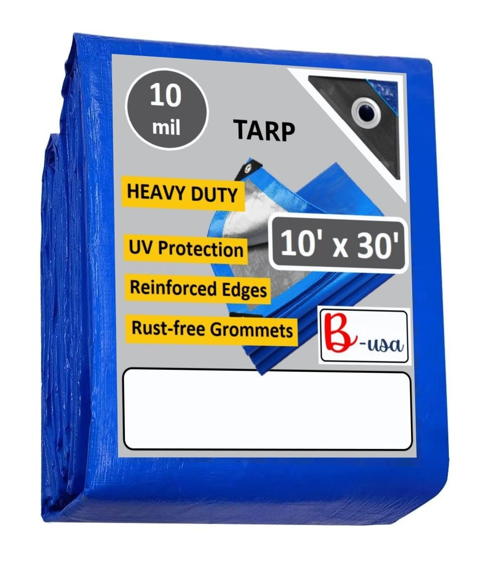 B-USA Tarp Cover-12x24,10x20,10x30 feet, Dark Green,Blue 10 mil.Tarpaulin Canopy Tent, Boat, RV, Truck,Pool Cover, long life cover, Heavy duty