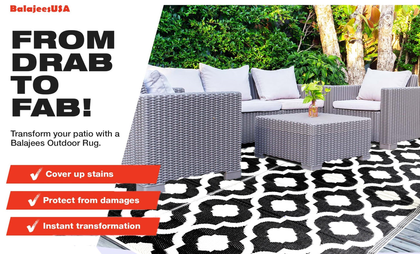 Geometric outdoor classic rug for picnic patio decor, backyard