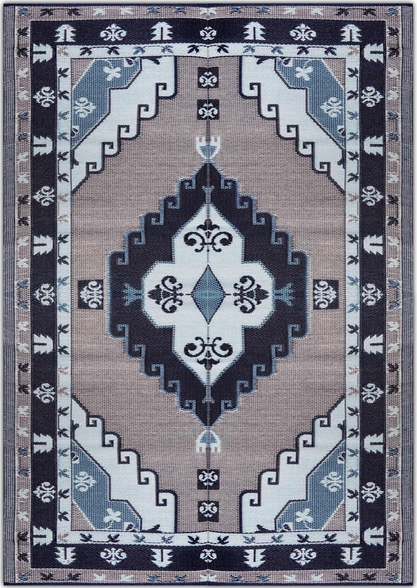 Outdoor Patio Rugs clearance Navy Blue, Grey, White color