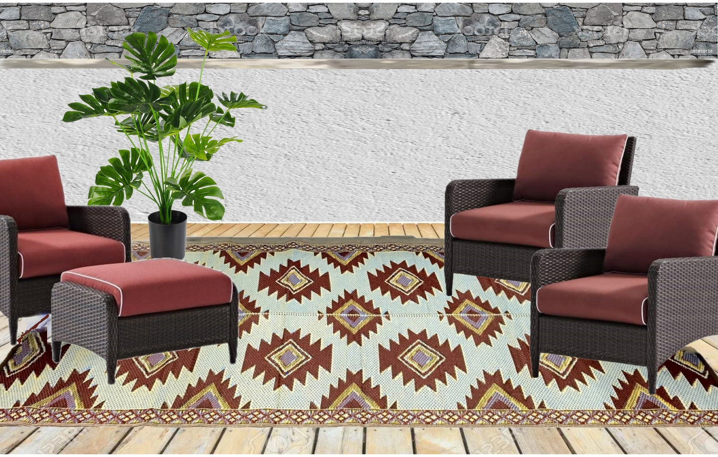 Outdoor rugs Geometric Portable waterproof camping patio decor