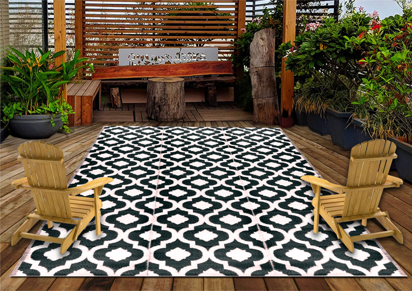Geometric outdoor classic rug for picnic patio decor, backyard