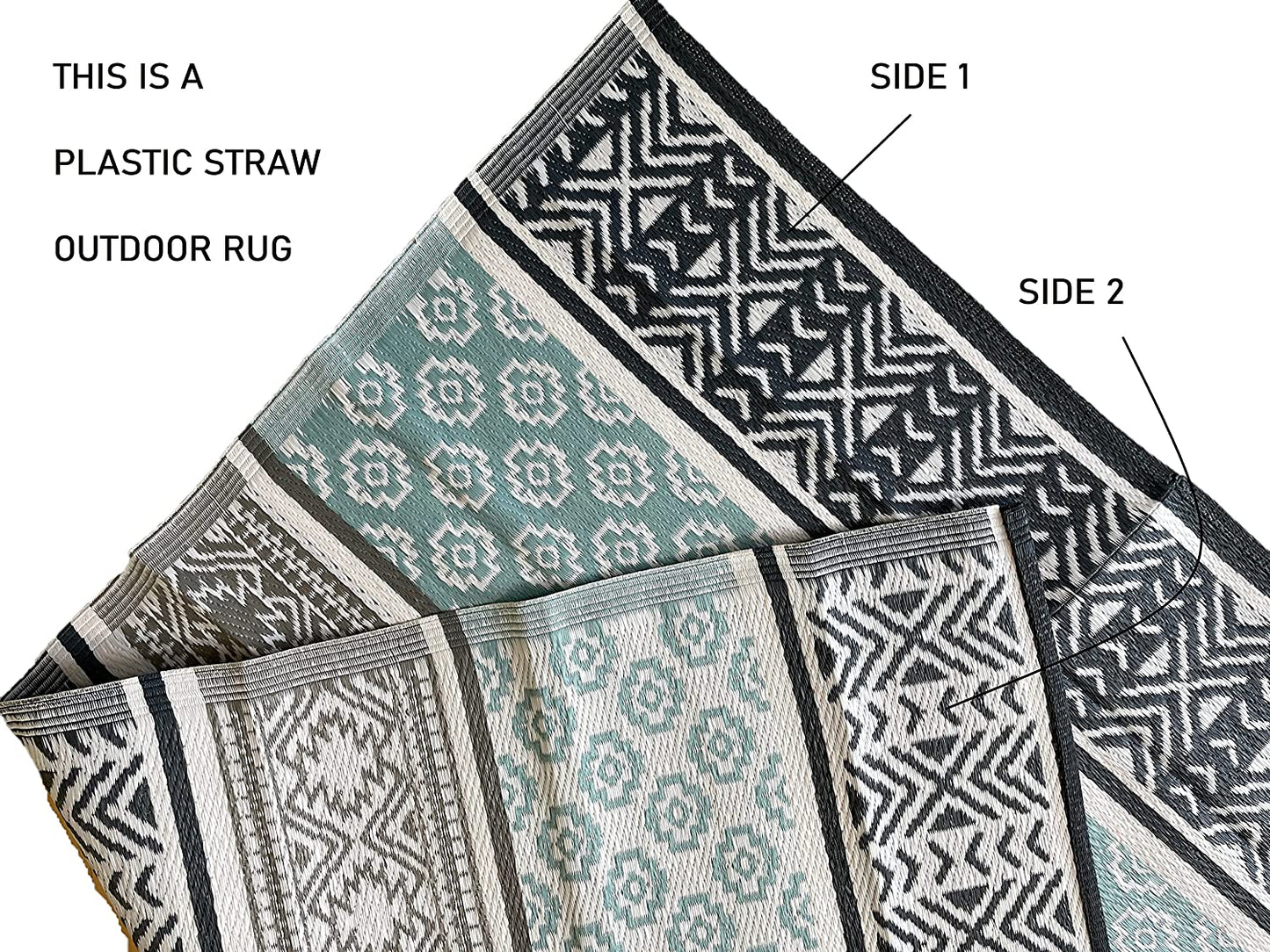 Outdoor plastic straw rug 9x18 9x12 6x9