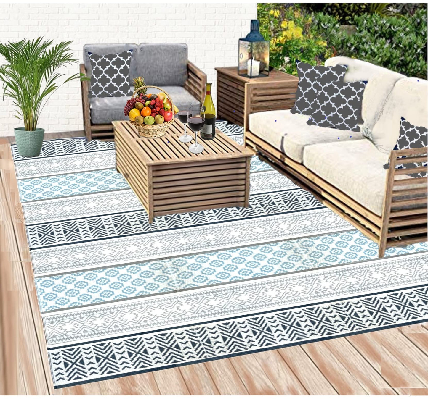 Outdoor plastic straw rug 9x18 9x12 6x9