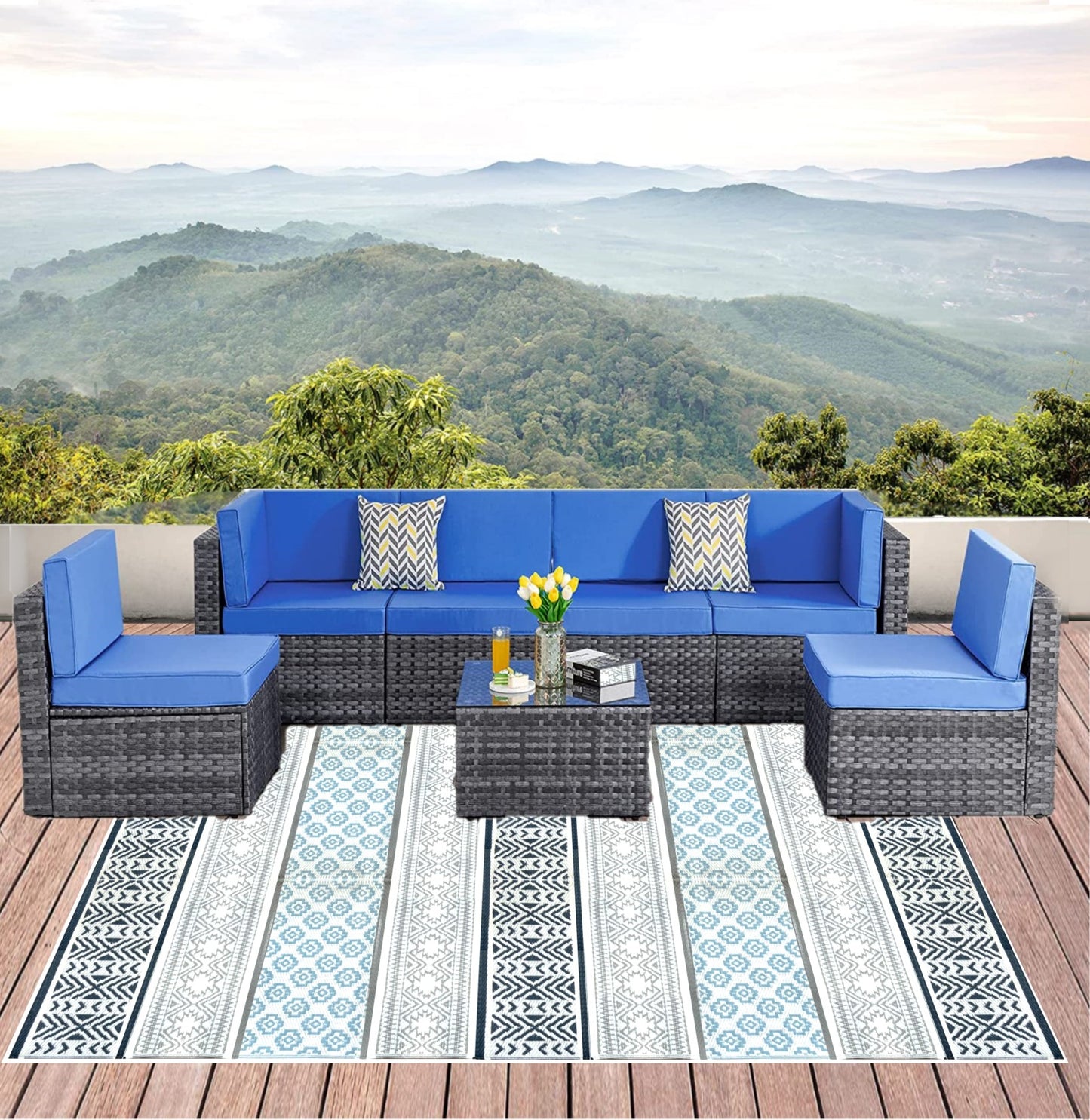 Outdoor plastic straw rug 9x18 9x12 6x9