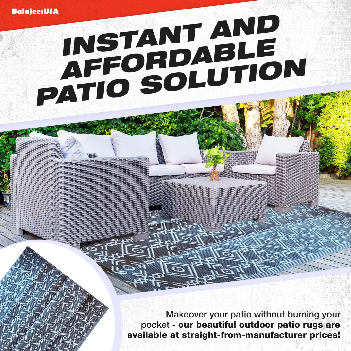 Outdoor rugs geometric beautiful grey Portable waterproof