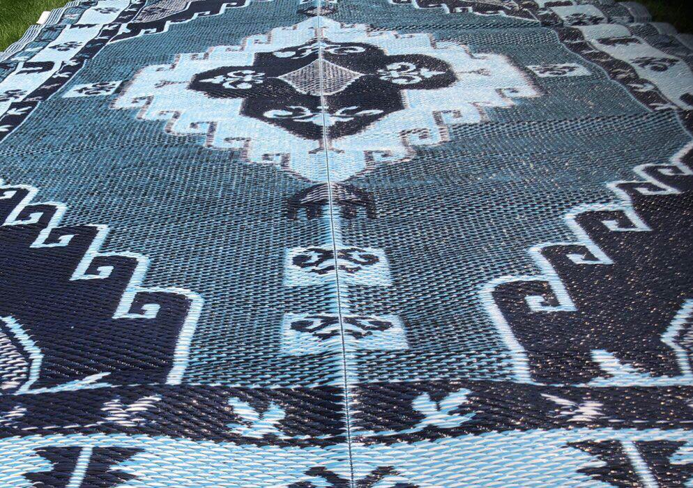 Outdoor Patio Rugs clearance Navy Blue, Grey, White color