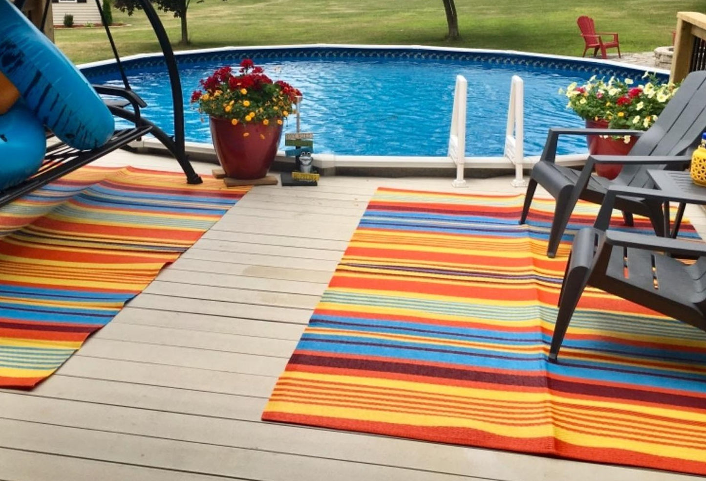 Outdoor rugs stripes Portable waterproof camping patio decor