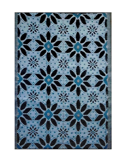BalajeesUSA Outdoor Plastic Straw Patio Rugs - 5'x7' Sky Blue, Grey