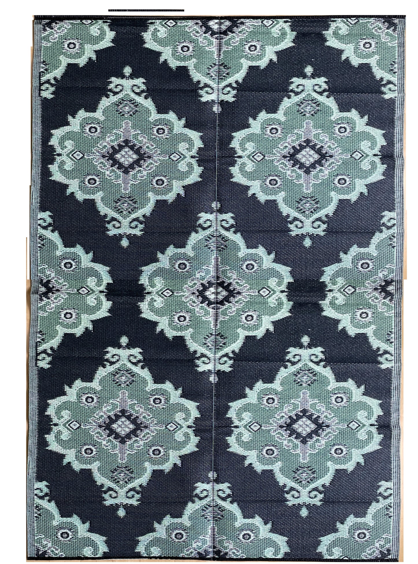 Clearance TBU Recycled Outdoor Plastic Patio Rugs – 6x9 Grey, Green, Black