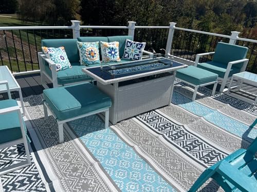 BalajeesUSA Outdoor Patio Rugs clearance in Grey,Teal colour