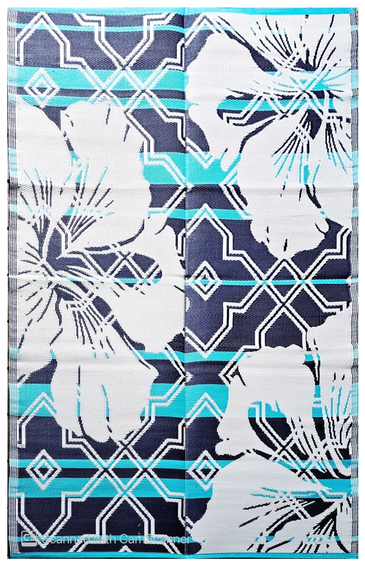 BalajeesUSA 6’x9’ Outdoor rugs Blue Patio Waterproof RV Camper awning mat Large plastic straw Reversible beach picnic 7100