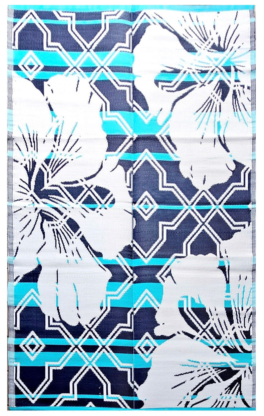 BalajeesUSA 6’x9’ Outdoor rugs Blue Patio Waterproof RV Camper awning mat Large plastic straw Reversible beach picnic 7100