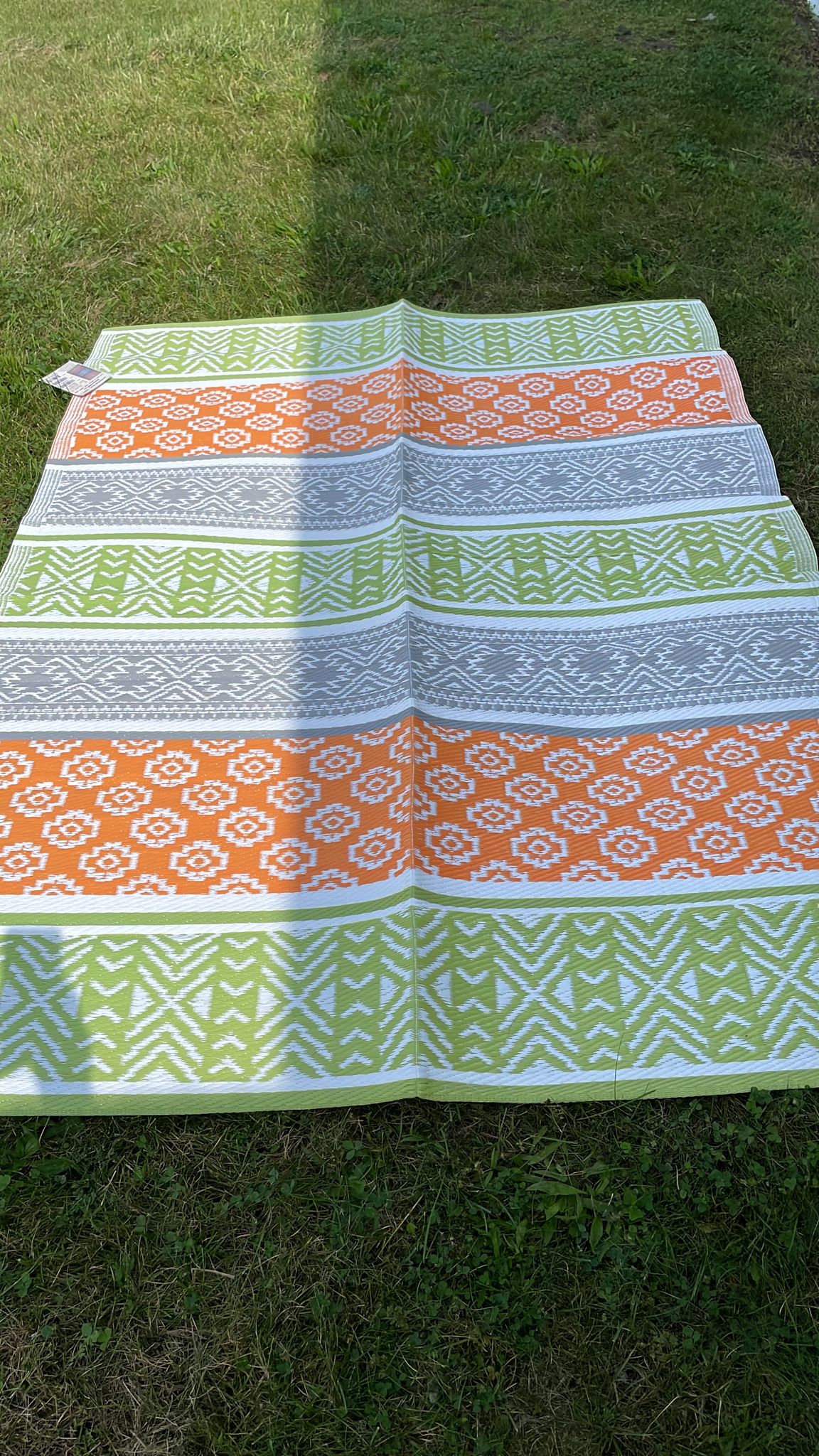 6'x9' Outdoor rugs Patio Plastic Straw waterproof Grey,Teal camper