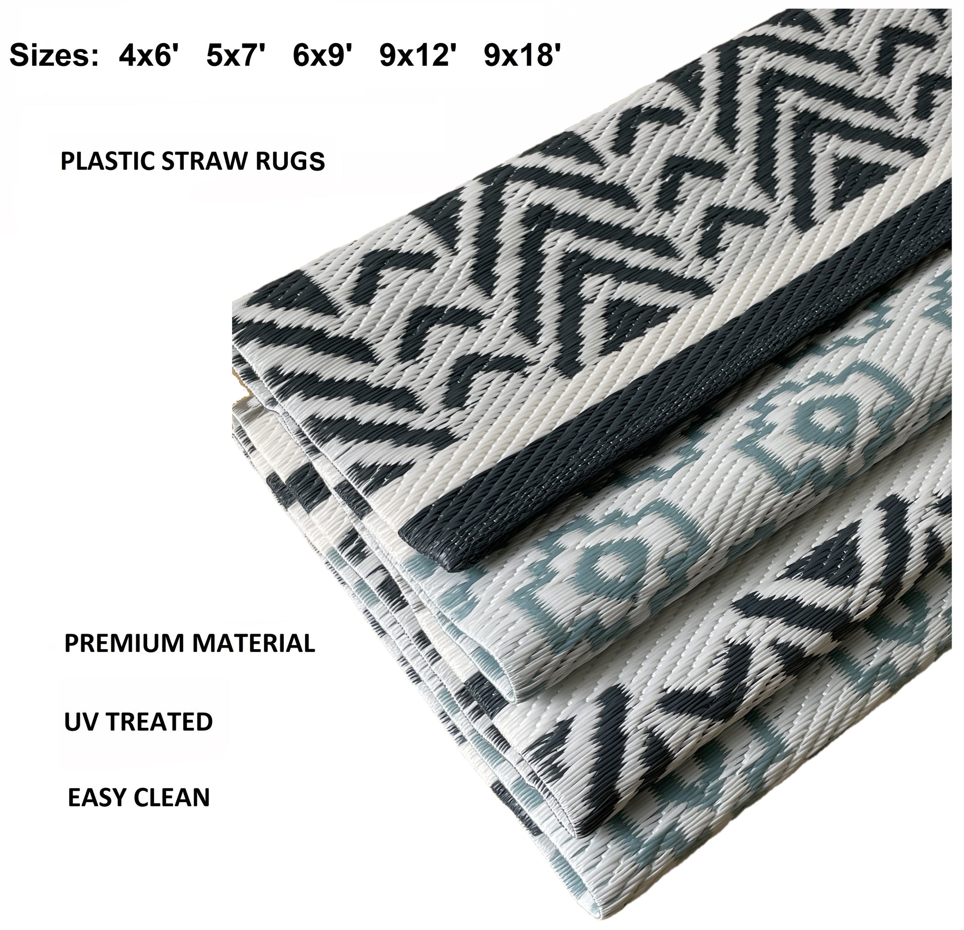 Outdoor plastic straw rug 9x18 9x12 6x9