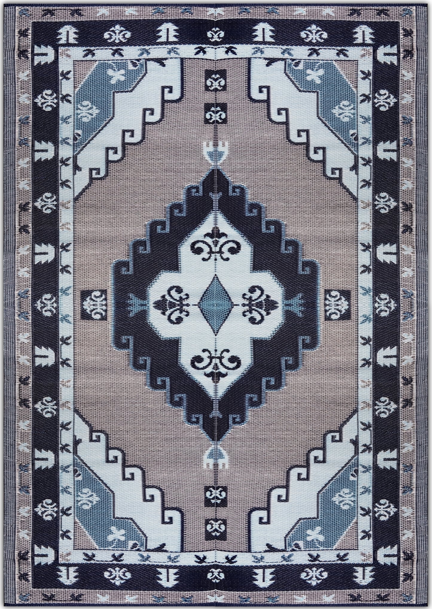 Outdoor Patio Rugs clearance Navy Blue, Grey, White color 