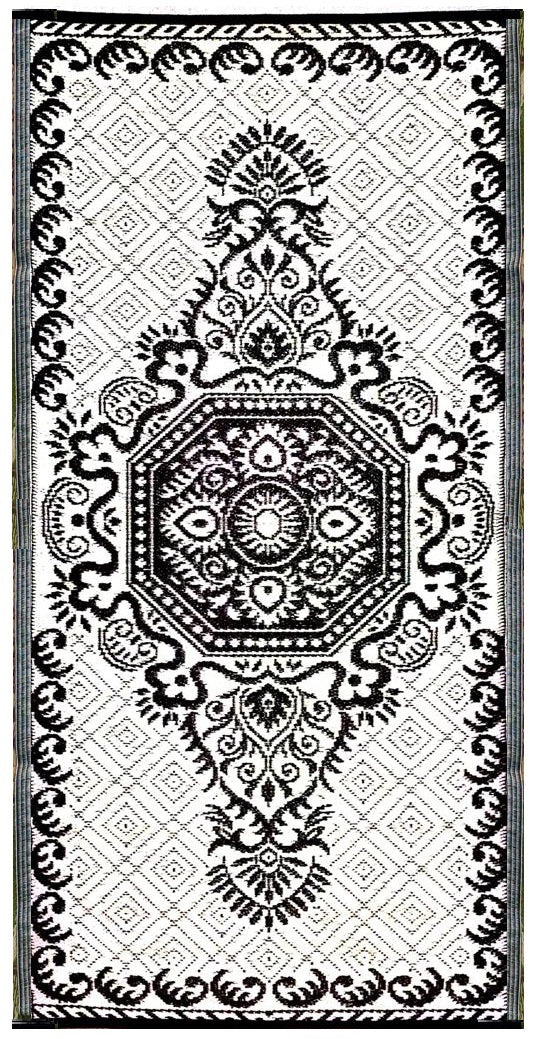 BalajeesUSA Outdoor Plastic Straw Rugs, Outdoor Patio Rugs – 2 PK 3'x6' Black & White 20249