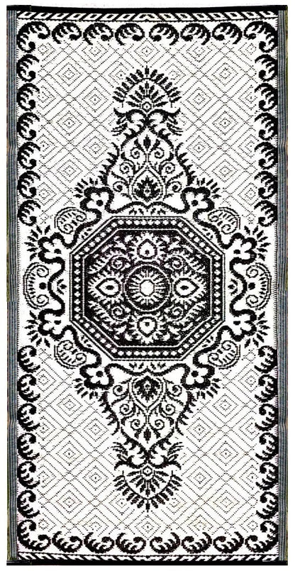 BalajeesUSA Outdoor Plastic Straw Rugs, Outdoor Patio Rugs – 2 PK 3'x6' Black & White 20249