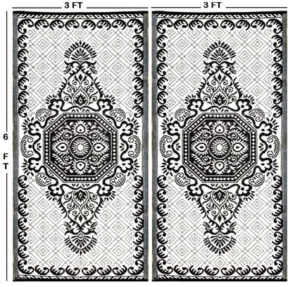 BalajeesUSA Outdoor Plastic Straw Rugs, Outdoor Patio Rugs – 2 PK 3'x6' Black & White 20249