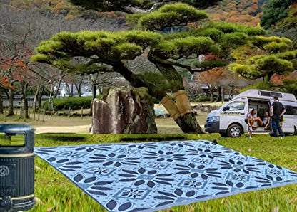 Outdoor rugs geometric blue grey Portable waterproof