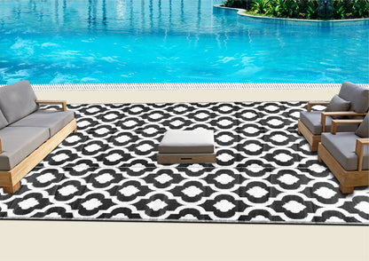 BalajeesUSA Outdoor Plastic Straw Rugs, Patio Rugs in Black colour