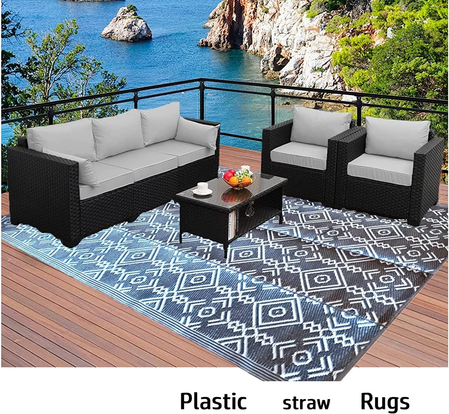 Outdoor rugs geometric beautiful grey Portable waterproof