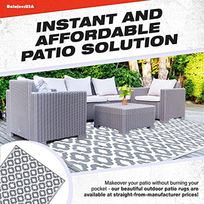 BalajeesUSA Outdoor Plastic straw patio rugs clearance in Grey & White colour