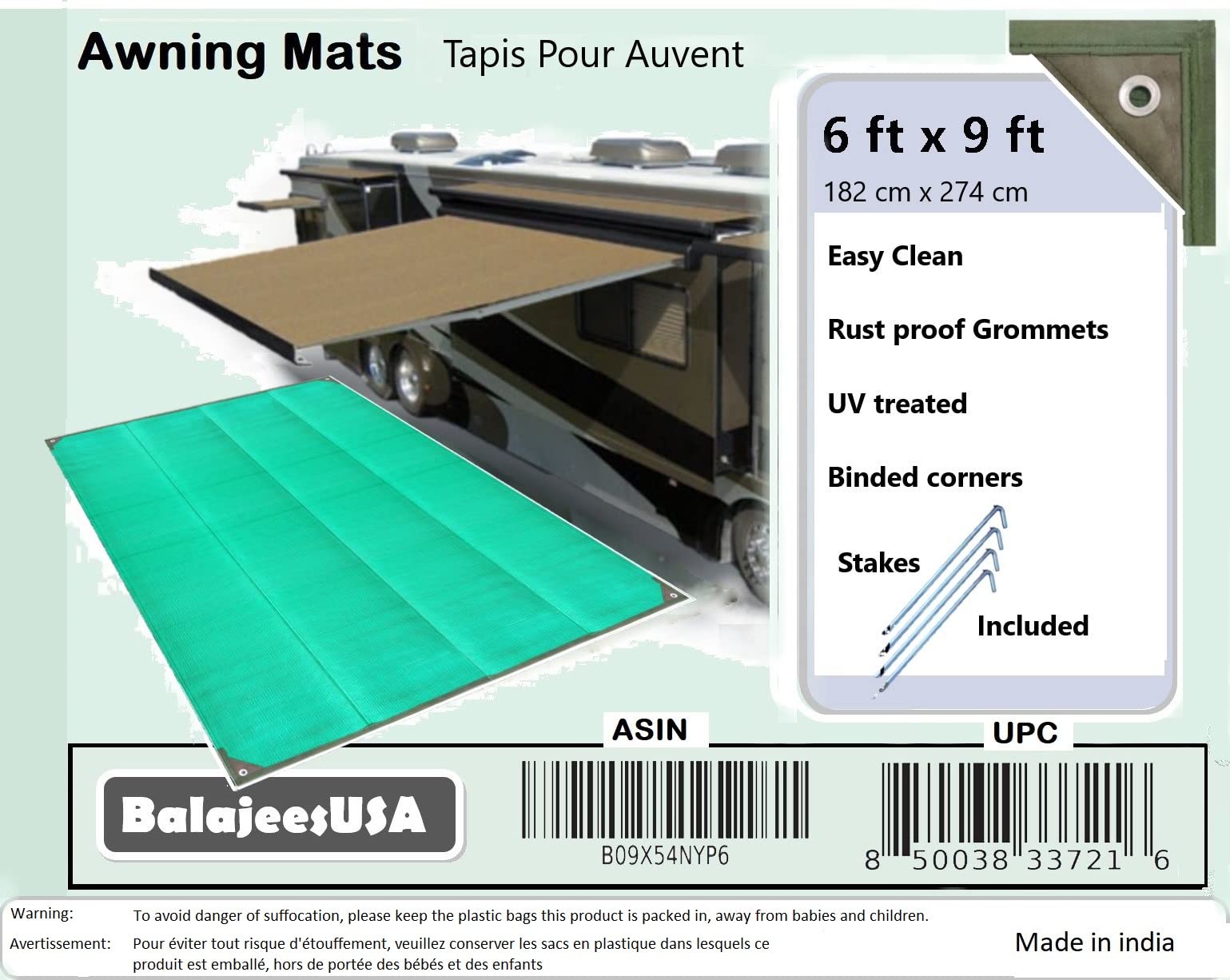 Awning mat 6x9 9x12 9x18 green