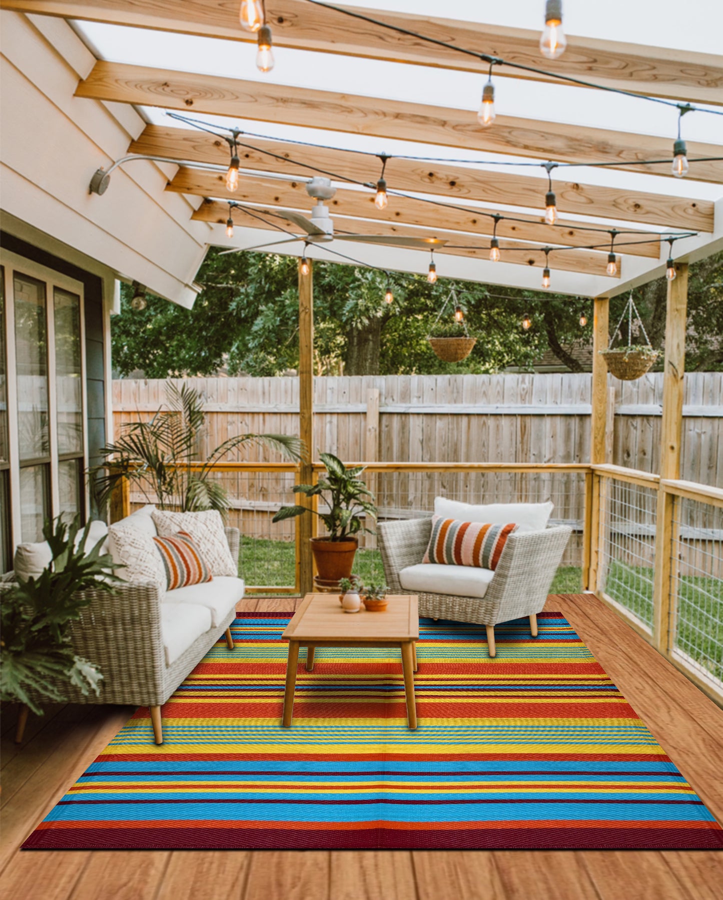 Outdoor rugs stripes Portable sunroom backyard camping patio decor
